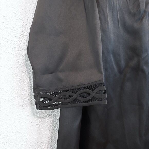 Oscar Rossa Luxury Silk Quarter Sleeve Hand Crochet Sleep Dress Large Minimalist - Picture 5 of 7